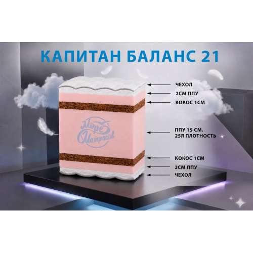 Матрас «Капитан Баланс 21»: беспружинная модель с кокосовой койрой.