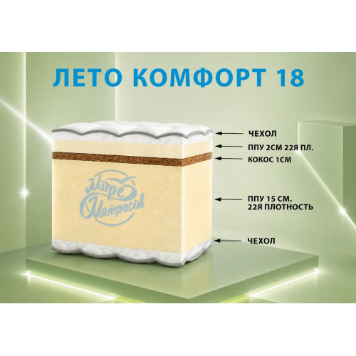 Матрас «Лето Комфорт 18»: ортопедическая поддержка с двумя уровнями жёсткости.